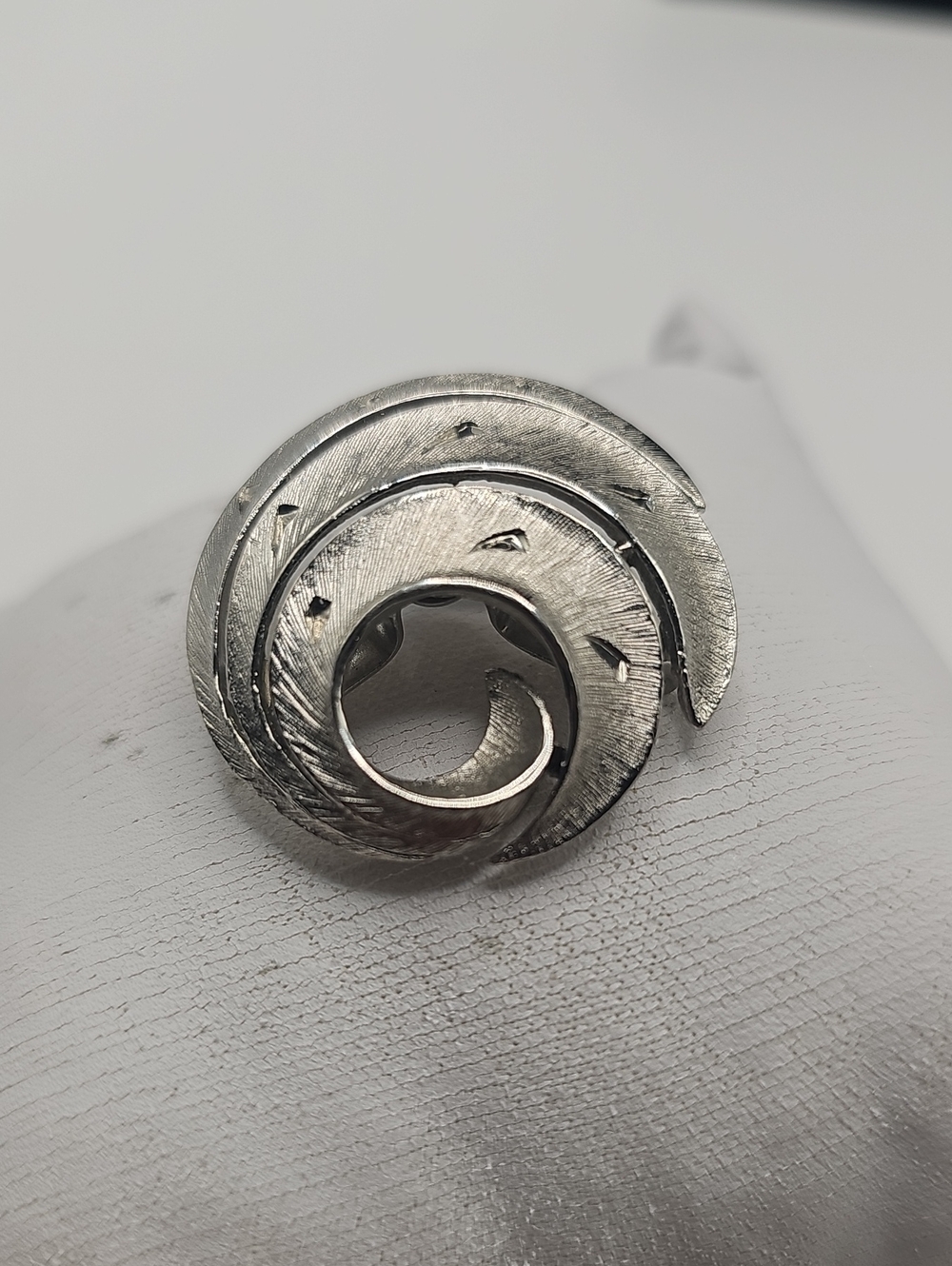 JJ Silver Tone Swirl Statement Pin Textured. Vintage.